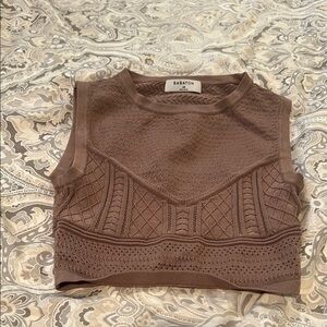 Babaton Brown Ribbed Crop Tank Top